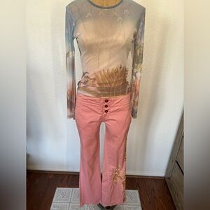 Da-Nang Pink Embellished Flared Pants
